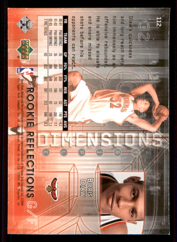 2003-04 Upper Deck Triple Dimensions #112 Boris Diaw RC /1999 - Image 2 of 2