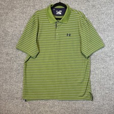Under Armour Shirt Mens XL Green Striped Polo Short Sleeve Performance Golf Fit