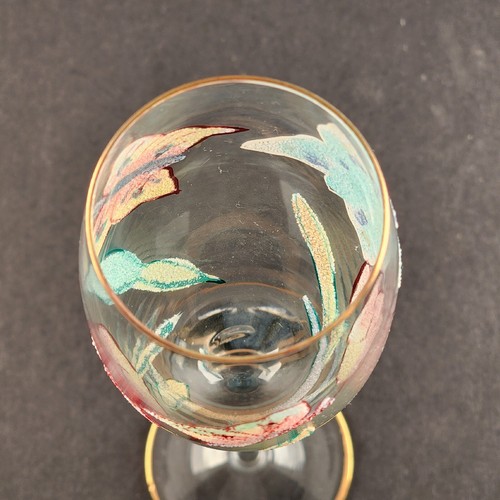 Vaso de flauta rumano Euroglass soplado a mano con mariposas - Imagen 7 de 8