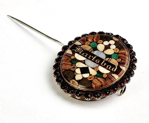 Rare Antique Brooch Garnet Karlovy Outstanding Agate Um 1880 Z187 - Picture 6 of 9