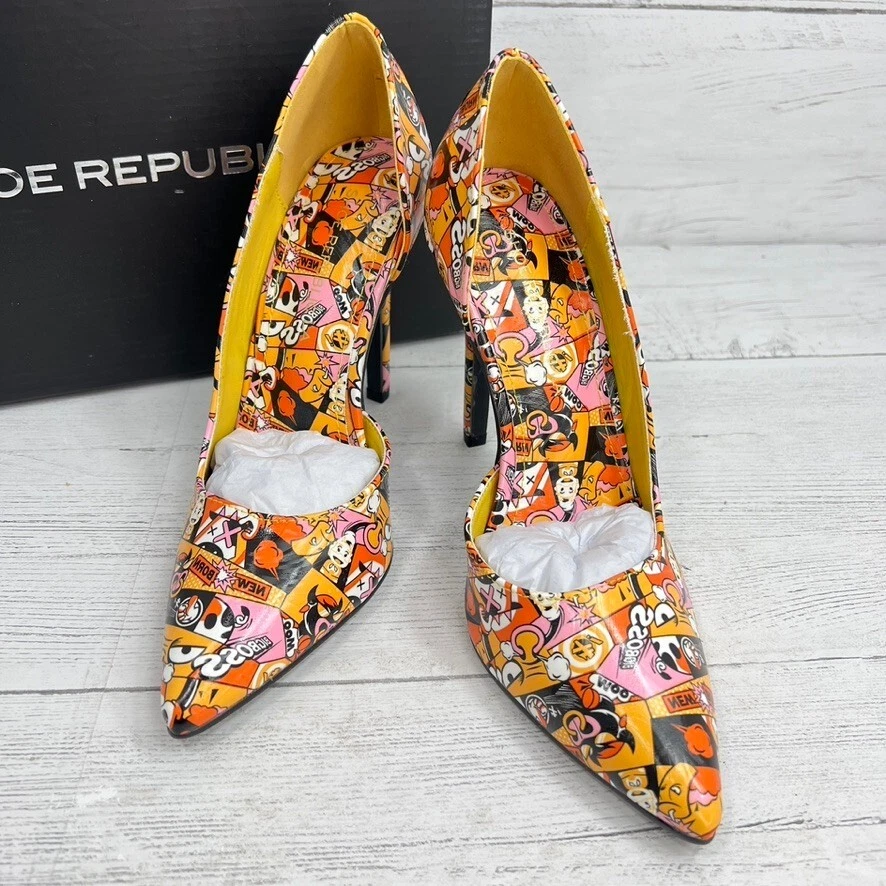 Zapatos de tacón alto Shoe Republic LA Karima naranja cómic 6 zapatos punta puntiaguda nuevos Foto 4 de 4