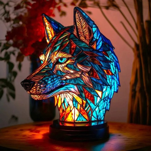Lampada da tavolo animali 3d serie vetro colorato luce notturna retrò lampade da scrivania! - Foto 5 di 16