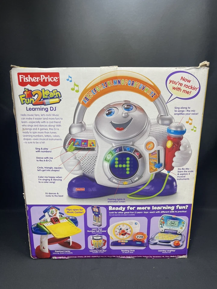 FISHER PRICE FUN 2 LEARN LEARNING DJ TEACHES LETTERS NUMBERS SHAPES COLORS NOS - Image 2 of 4