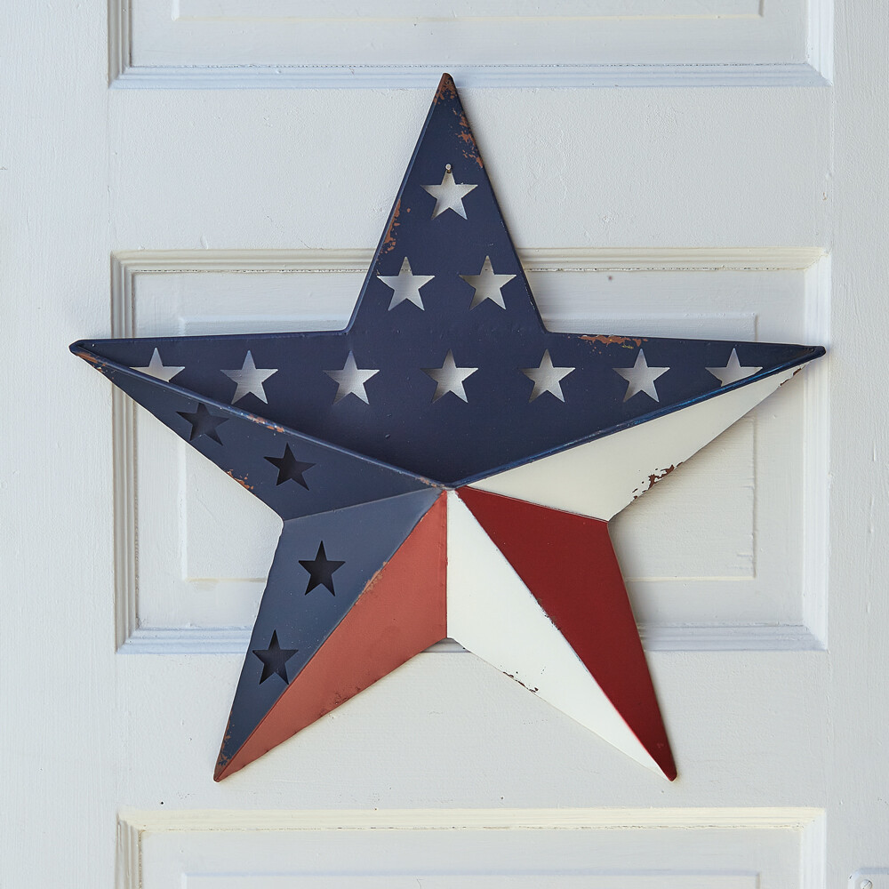 American Flag STAR  metal Wall pocket