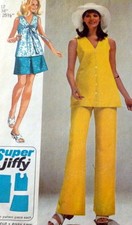 LOVELY VTG 1970s OVERBLOUSE, SKIRT, PANTS Sewing Pattern 12/34