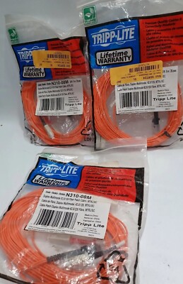 3 Pack 8M Duplex Multimode 62.5/125 Fiber Patch Cable - Orange