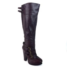 Brown Knee High Strappy Pirate Boots Size 5.5 By Bamboo