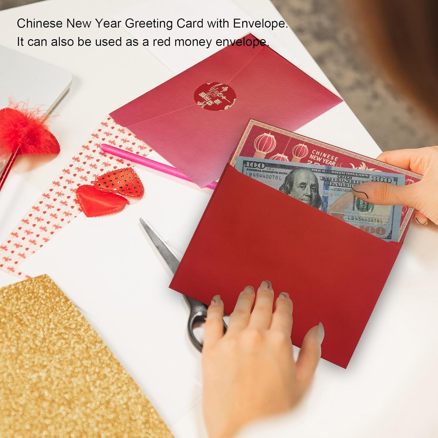 Chinese New Year Cards 4 Pack Year Of The Dragon 2024 Greeting Cards