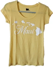Basic By Active Womens T Shirt  Size Large Yellow With Maui Cotton Polyester New