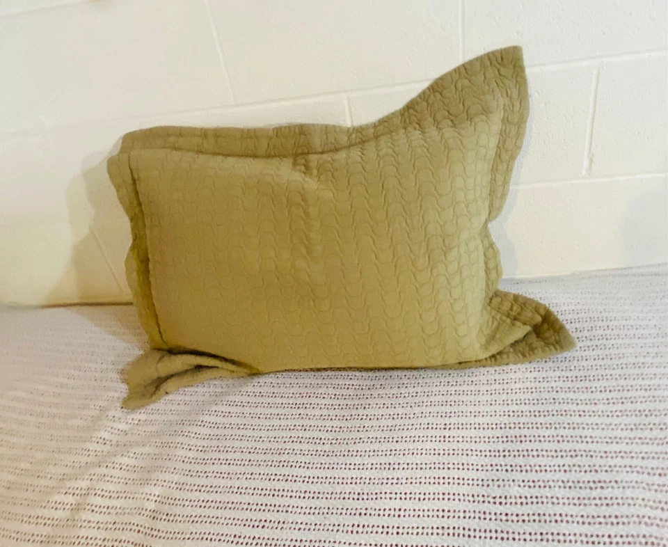 Callejón del pavo real de lujo verde algodón egipcio texturizado acolchado farsa estándar. 1 pieza Foto 3 de 4