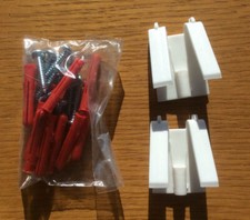 New White Plastic Spring Brackets & Wall Plugs & Screws, Speakers, Blinds etc