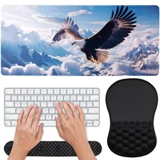 3 in 1 Set Ergonomic Mouse Pad with Wrist Rest Keyboard Wrist Rest Non-Slip D...