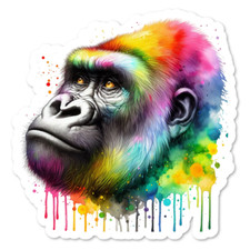 Gorilla, Ape Vinyl Sticker, Wildlife, Water Resistant, Laptop, Water Bottle