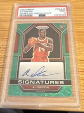 2022  PRIZM ROOKIE SIGNATURES GREEN CHOICE Prizm AJ GRIFFIN ROOKIE RC 3/8 PSA 9