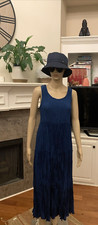NWT EILEEN FISHER CRUSHED SILK SCOOP NECK F/L TIERED DRESS Size XS MSRP 378