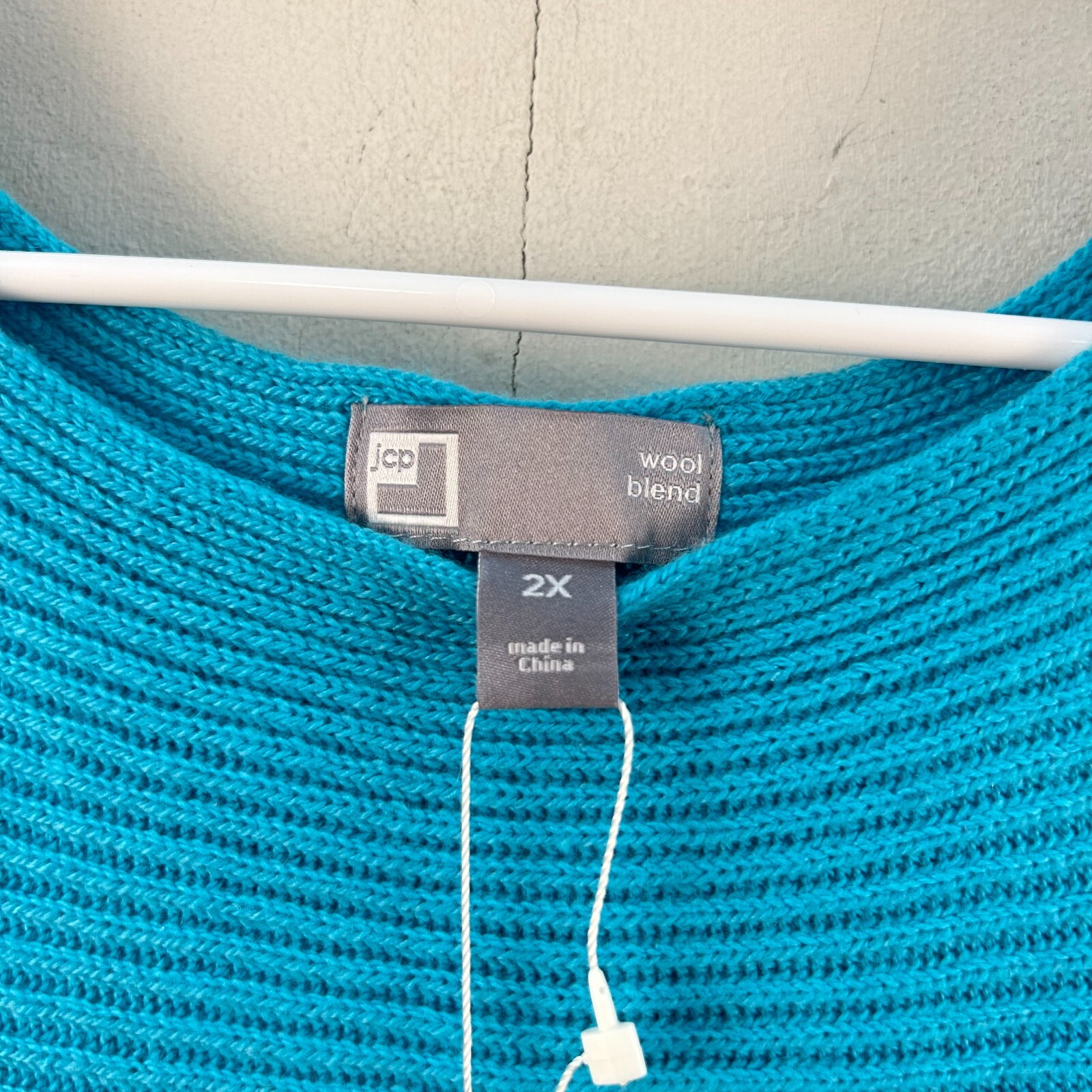 JCPenny Womens 2XL Sweater Top Blue Ribbed L/S Knit Stretch Pullover