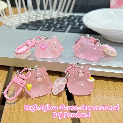 Cartoon Glowing Star Pink Pig Keychain Pendant For Women Girls Kawaii Pendant - Picture 4 of 16