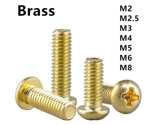 Bullone viti macchina testa a croce Phillips ottone massiccio M2,5 M3 M4 M5 M6 M8 - Foto 10 di 23