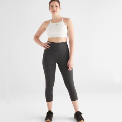 Nobull Women's High Rise Charcoal Heather Matte Capri 21