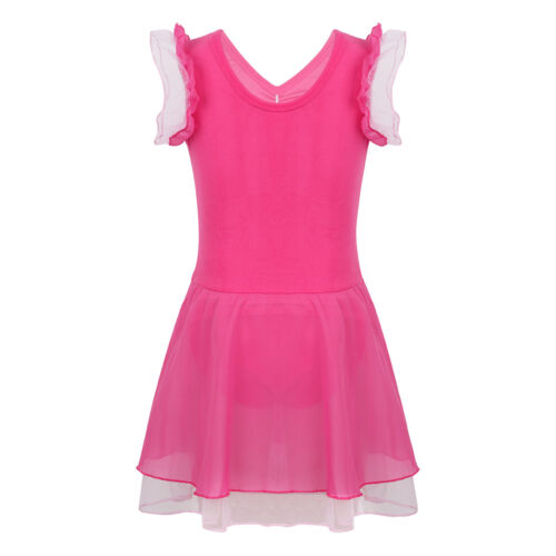 AU Girls' Short Sleeves Back Detailing Ballet Tutu Leotard Skirt Dance Outfit - Picture 37 of 44