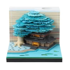 3D Memo Pad 260 Sheets Paper Carving Sticky Notes Convenience Post Notes Blue