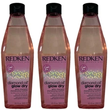 3 Redken Diamond Oil Glow Dry GLOSS SHAMPOO Shine Enchancing 10.1 oz ea (372)