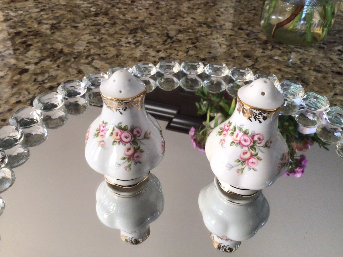 Royal Albert Dimity Rose Salt And Pepper Shakers Five And Nine Hole