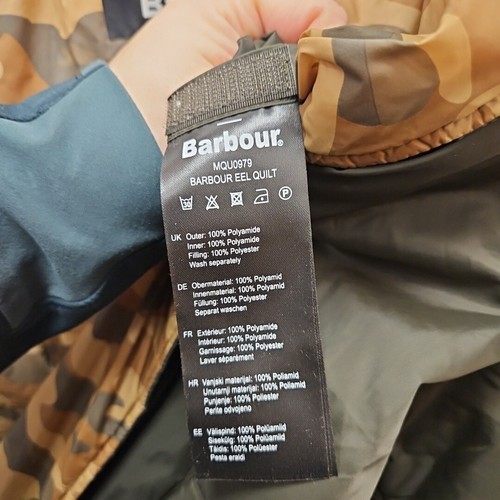 Barbour Heritage Eel Quilt Inner Camo Lined Green Button Up Jacket Size Small - Picture 6 of 11