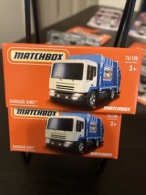 Matchbox Power Grabs Garbage King Truck 74/100 Blue 1:64 Lot Of 2