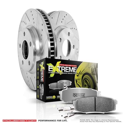 Power Stop K6657-26 Rear Z26 Carbon Fiber Brake Pads with Drilled & Slotted Brake Rotors Kit Power Stop K6657-26 Rear Z26 Carbon Fiber Brake Pads with Drilled & Slotted Brake Rotors Kit