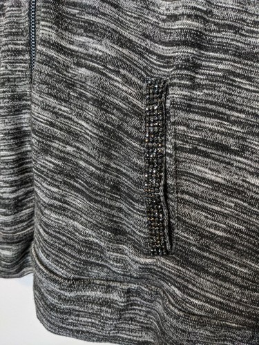Juicy Couture Velour Velvet Jacket Hoodie Gray Black Large Rhinestone Pockets - Picture 5 of 8