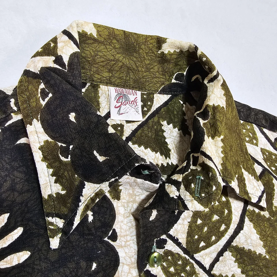Camisa De Colección Años 60 Arenas Hawaianas Para Hombres L Aloha Surf Tiki Hippy Floral Barroco Verde Foto 3 de 4
