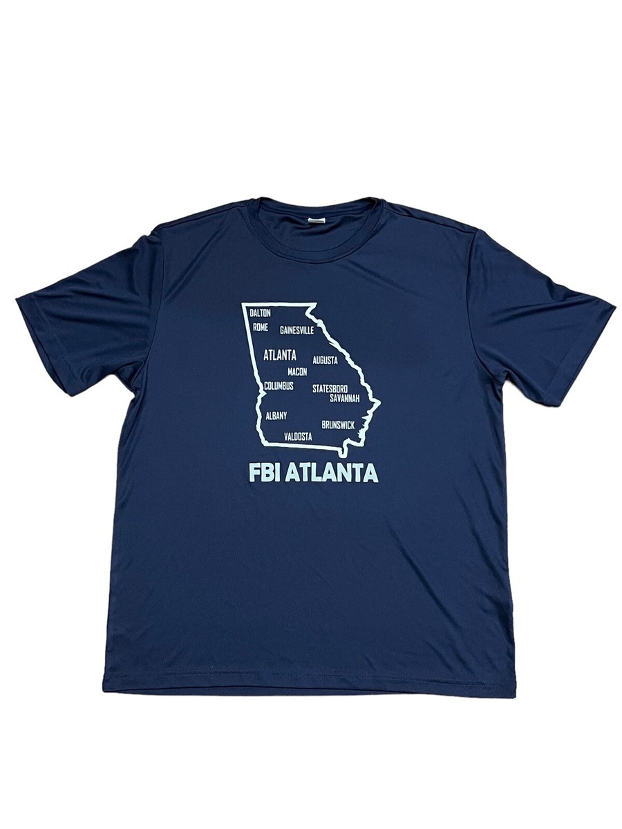 Rare FBI Atlanta T Shirt Men Large Large Blue Dry Fit Nylon