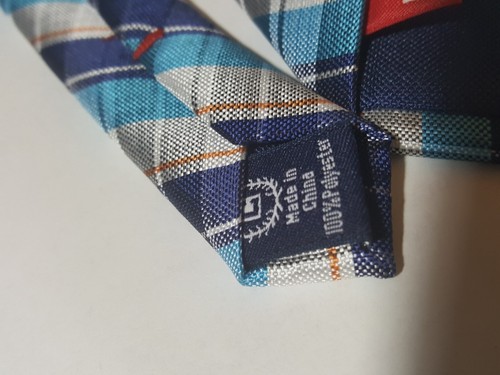 CHAPS Men's Necktie Blue Plaid Print 100% Polyester 2.5'x48' - Picture 7 of 7