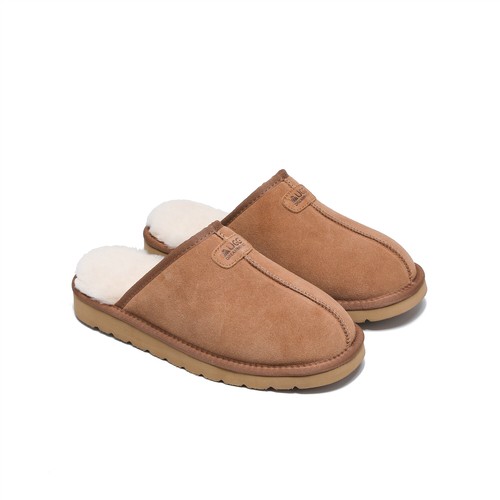 Women Men UGG Slippers Australian Soft Sheepskin Wool Suede Upper Nonslip Scuff - Picture 9 of 20
