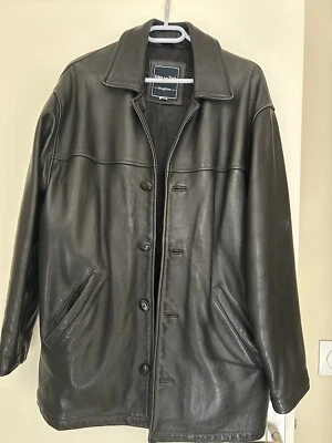 Parka Cuir Homme Eden Park Taille M. Cuir Épais. Assez Lourd. Bon État Gêne. - Photo 1/4