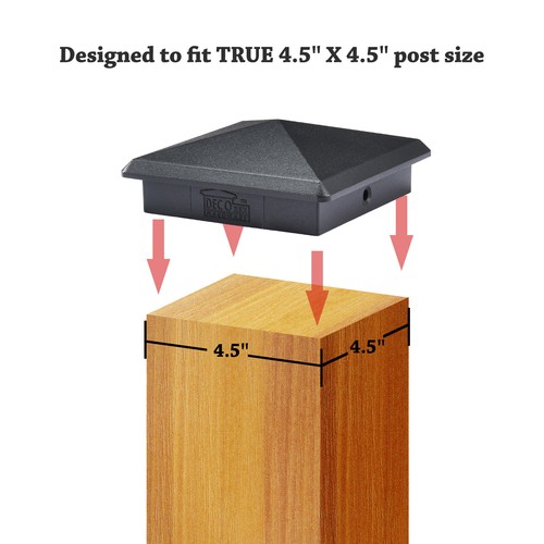 4.5" x 4.5" Heavy Duty Aluminium Pyramid Post Cap for Wood Posts - Black - Bild 5 von 12