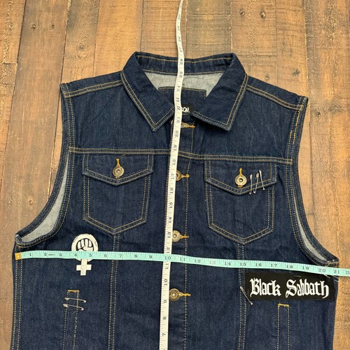 The Smiths Carbon Denim Vest XL Upcycle Custom Black Sabbath Dark Wash READ - Picture 14 of 18