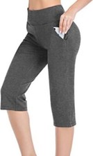 Rimless 7 P03 XL Women's Yoga Pants - Charcoal with Pockets High Waist Stretch