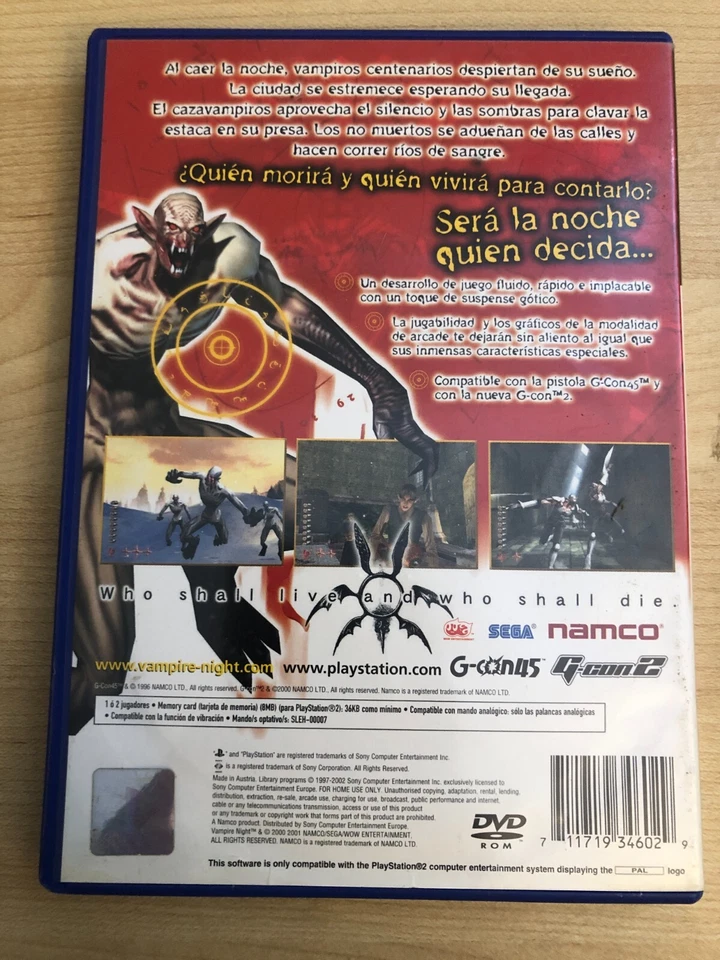 VAMPIRE NIGHT DE WOW ENTERTAINMENT - NAMCO PARA LA SONY PS2 EN BUEN ESTADO, foto 2 de 5