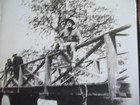 VINTAGE A MAN SETTING ON WOOD RAIL OF BRIDGE PICTURE,MAYBE MILIARY/SCOUT LEADER — photo 3