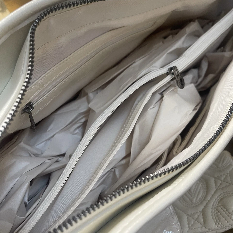 Bolso de Mano Valentino Orlandi Grande Acolchado con Cartera a Juego Marfil Blanco Nuevo con Etiquetas Foto 2 de 2