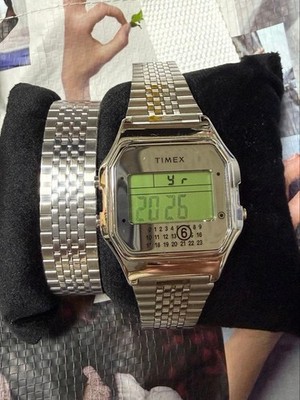 Timex MM6 T80 Wristwatch Silver Collaboration Authentic Timepiece Rare