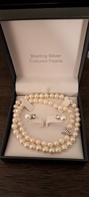 Gemma C. New York Sterling Silver  Cultured Pearls Necklace Set