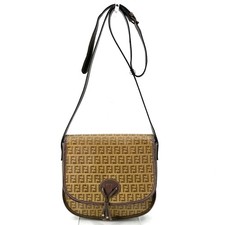 Borsa a tracolla Fendi Zucca in pelle con accento nappa marrone