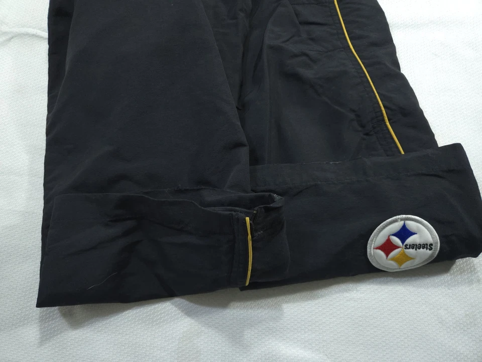 Pantalones cortavientos grandes Reebok vintage de los Pittsburgh Steelers negros para hombre Foto 3 de 4