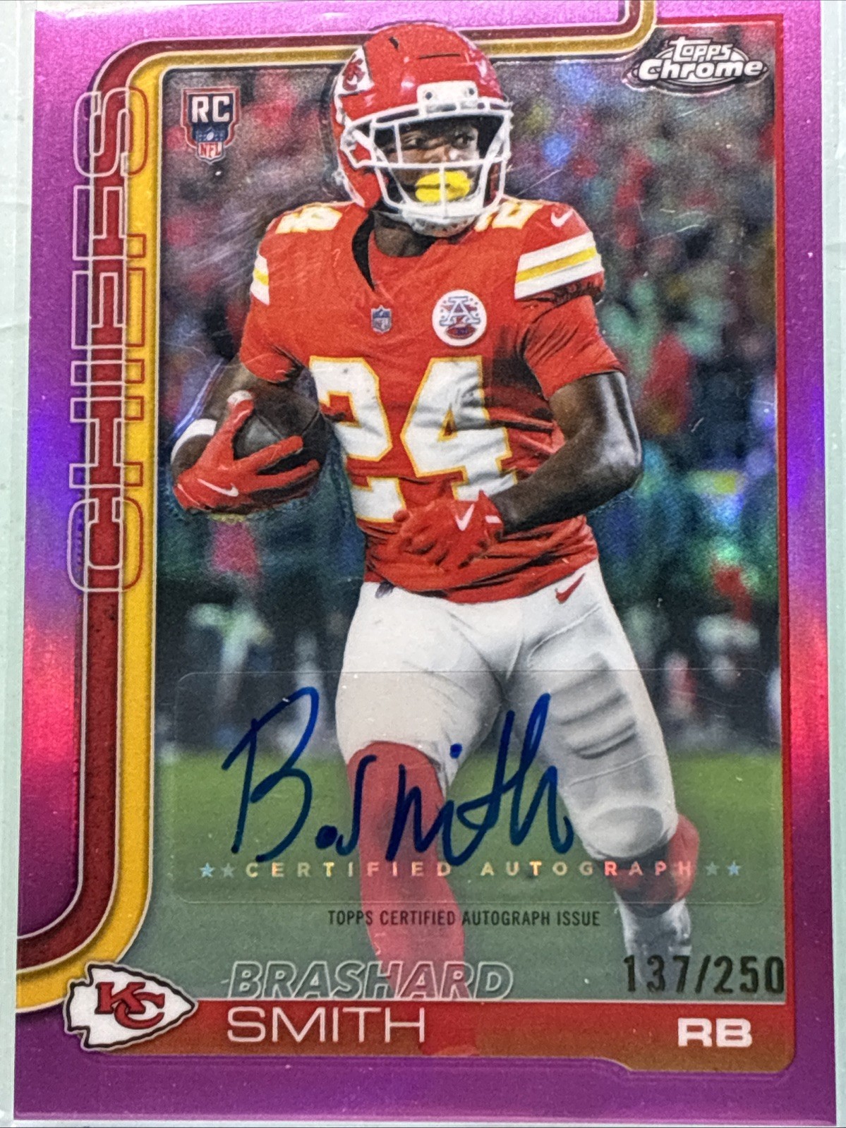 2025 Topps Chrome - Autographs Brashard Smith #RA-BS Pink Refractor /250 (RC)