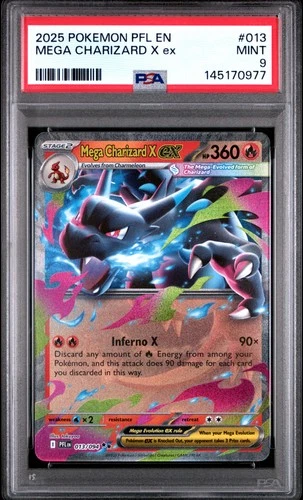 2025 POKEMON PFL EN-PHANTASMAL FLAMES #013 MEGA CHARIZARD X EX PSA 9