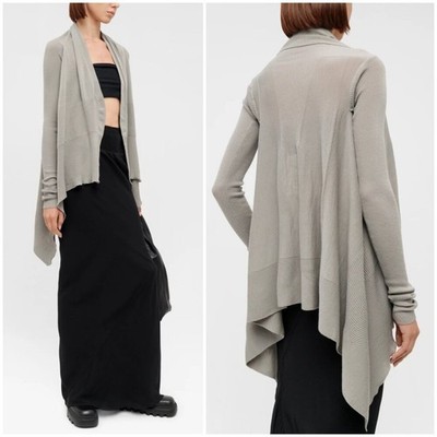 RICK OWENS Babel ss19 Virgin Wool Wrap Cardigan Rasato-Knit size L
