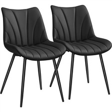 Set of 2 Modern Faux Leather Upholstered Dining Chairs with Metal Legs, Armless